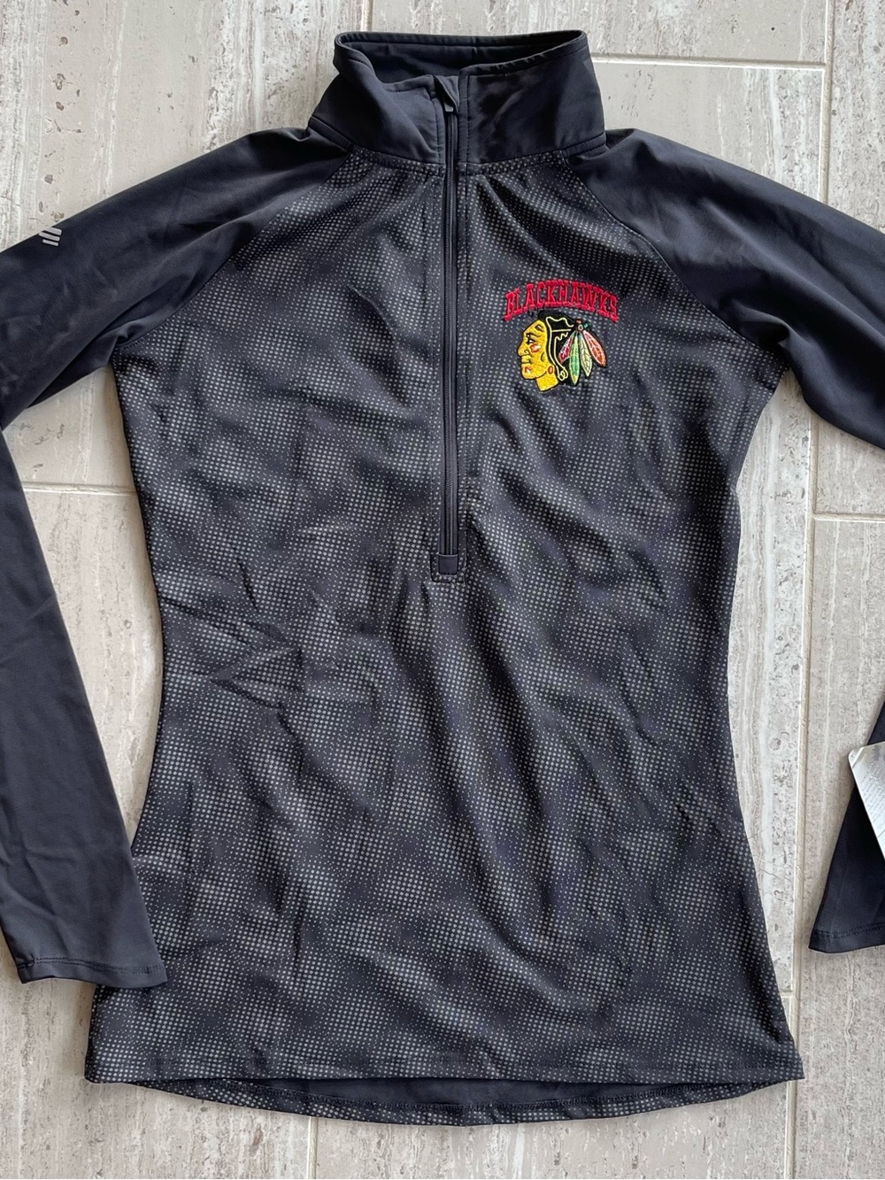 NHL Chicago Blackhawks 1/4 Zip Pullover Shirt Womens Small Black NWT